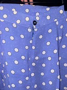 Blue Polka Dot Midi Skirt