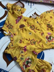 Yellow Floral Print Dress