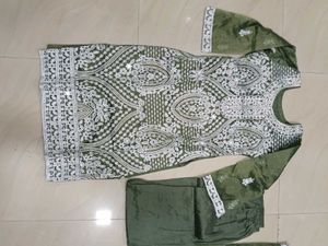Green Embroidered Kurta Set with dupatta
