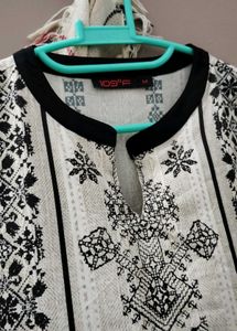 Stylish Greyish Dress with Black Embroidery