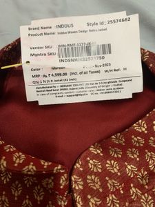 Inddus Men's Maroon Nehru Jacket - M