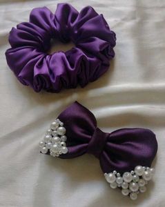 Purple Scrunchie & Bow Set