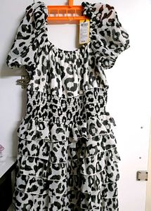 Black-White Leopard Print Mini Dress