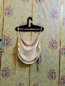 🇳🇿💫🎀Satin Cowl Neck Tie Strap Tank Top