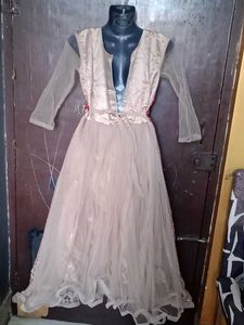 Red Embellished Ethnic Gown Chain Damage