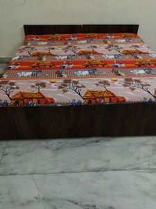 Vibrant Cotton Bedsheet with Village Scene