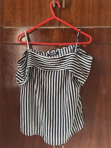 Striped Off-Shoulder Ruffle Top
