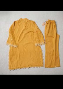 Embroidered Mustard Kurta with Pants