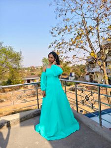 Elegant Teal Off-Shoulder Gown