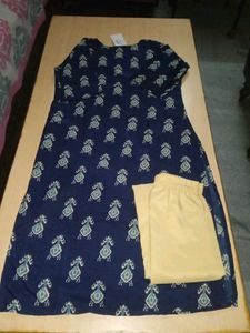 Navy Blue Printed Kurta