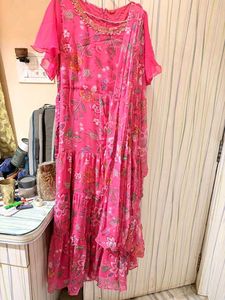 W's Elegant Pink floral ready to wear saree