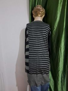 Striped Cowl Neck Tunic Sweater