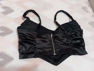 Satin Halter Neck Corset Top