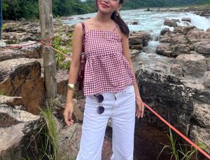 Gingham Peplum Cami Top