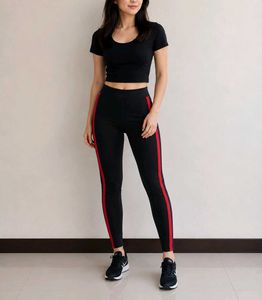 Athletic Leggings with Red Stripe