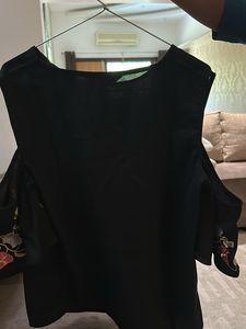 Embroidered Cold Shoulder Top
