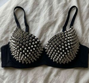 Edgy Spiked Black Bra