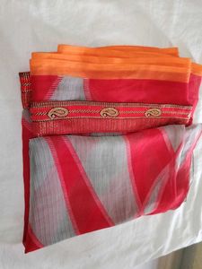 Vibrant Red &amp; Orange Saree