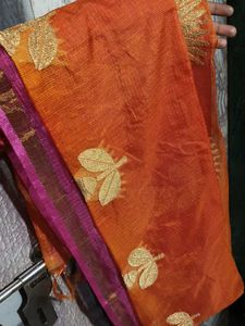 (New) Vastra Orange Kurta with Gold Print
