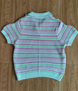 Striped Cropped Polo Shirt