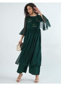 Elegant Green Kurta Set with Palazzo