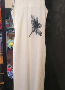 white floral stylish sleveless frock