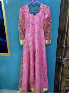 Pink Embroidered Anarkali Kurta