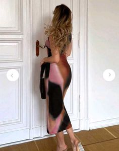Abstract Print Sleeveless Midi Dress (Small)