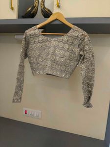 Elegant Grey Embroidered Skirt