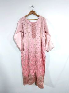 Pink Shaded Banarasi Kurta Set (Women's)
