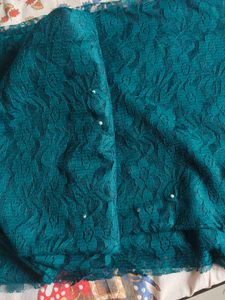 Elegant Teal Lace Saree