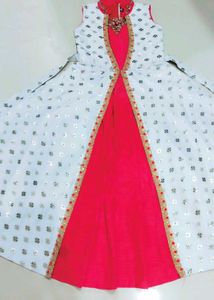 Beautiful White & Red Ethnic Gown