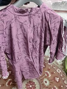 Purple Leaf Print Top