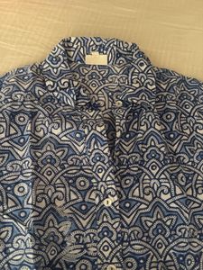 Blue Printed Button-Up Shirt
