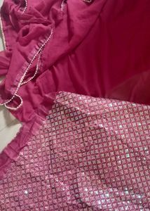 Beautiful Pink Saree with Embellished Border