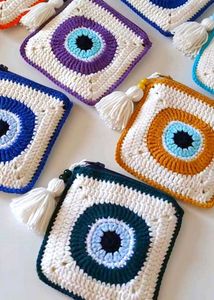 Evil Eye Crochet Pouch