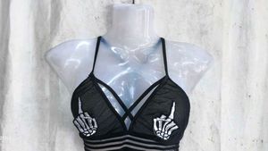 Sheer Skeleton Hand Bralette