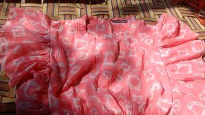 Charming Pink Dress Material with White Print