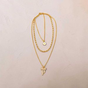 Layered Daisy &amp; Bow Necklace