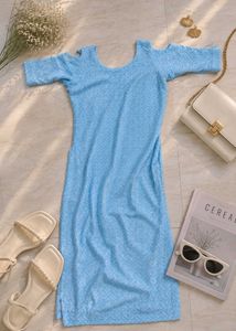 Sky Blue Cold Shoulder Kurta