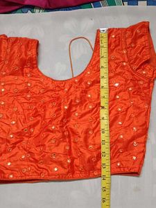 Orange Mirror Work Blouse