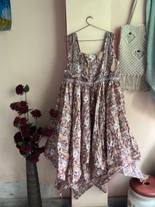 Bohemian Floral Print Asymmetrical Dress