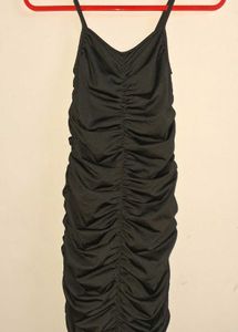 Chic Ruched Black Mini Dress