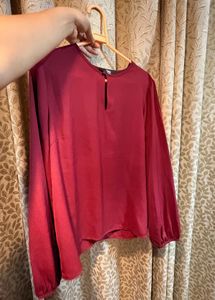 Chic Maroon Long-Sleeve Top