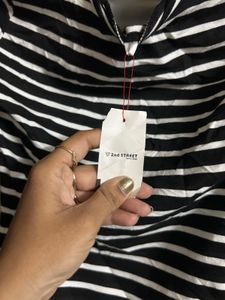 Striped Long Sleeve Top with Ruffle Hem
