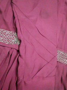 Purple One Side Duppta Dress With Belt