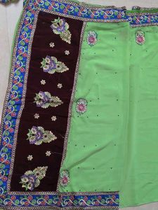 Beautiful Lime Green Saree with Embroidery