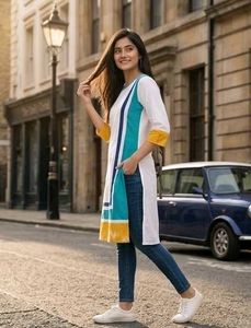 Beutiful Trendy Stripe Casual Kurti☁️🌈