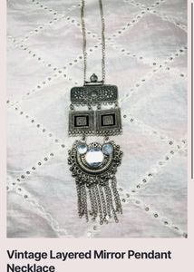 Boho Layered Mirror Pendant Necklace