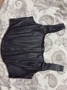Black Faux Leather Corset Top